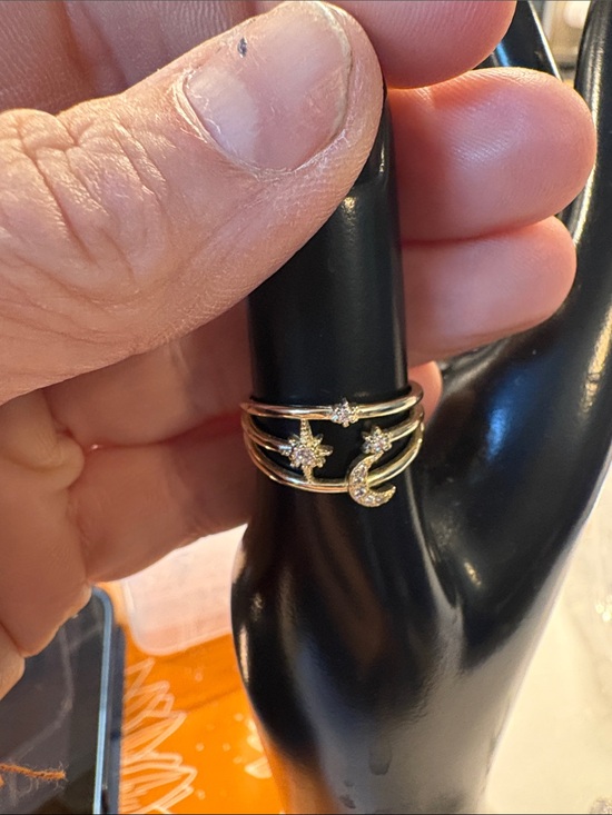 Jewelry - Gold Celestial Stacking Ring Set with Star & Crescent